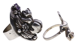STERLING SILVER ENHANCER BROOCH & FASHION RINGS