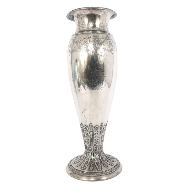 1920 GORHAM STERLING SILVER HOLLOWWARE 26-INCH VASE