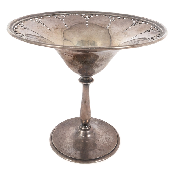 TIFFANY & CO. STERLING SILVER FLORAL OPENWORK COMPOTE