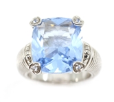 STERLING SILVER JUDITH RIPKA BLUE QUARTZ COCKTAIL RING