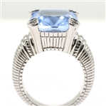 STERLING SILVER JUDITH RIPKA BLUE QUARTZ COCKTAIL RING
