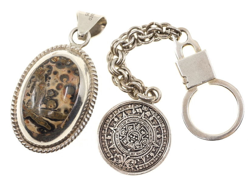 STERLING SILVER TAXCO TWO-SIDED PENDANT & KEYCHAIN