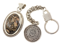 STERLING SILVER TAXCO TWO-SIDED PENDANT & KEYCHAIN