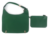 GIVENCHY GREEN CALFSKIN LEATHER SMALL HOBO BAG