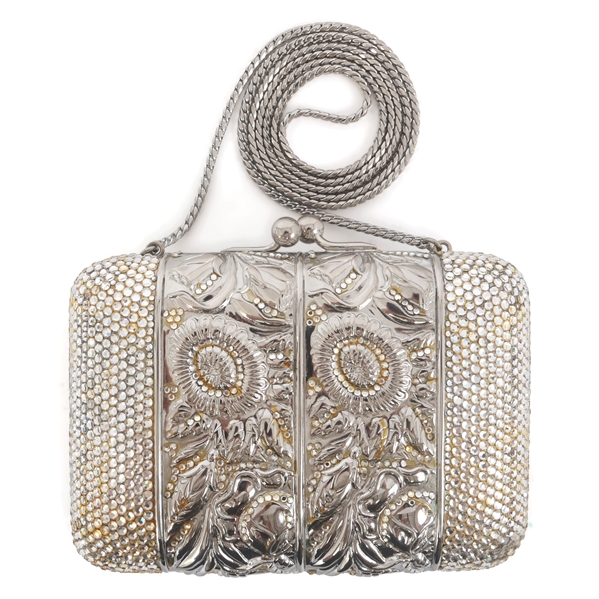 JUDITH LEIBER SWAROVSKI CRYSTAL FLORAL THEME CLUTCH