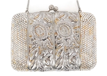 JUDITH LEIBER SWAROVSKI CRYSTAL FLORAL THEME CLUTCH
