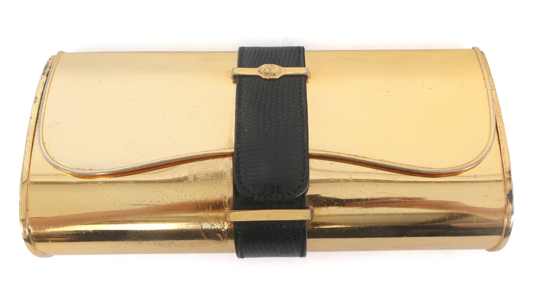 1970s GUCCI GOLD-TONE METAL CLUTCH PURSE