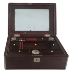 19TH C. WOODEN TRAVEL VANITY DRESSER BOX 