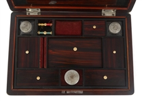 19TH C. WOODEN TRAVEL VANITY DRESSER BOX 