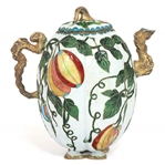 CHINESE CLOISONNE TEAPOT, BOWL, & FIGURINES