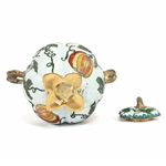 CHINESE CLOISONNE TEAPOT, BOWL, & FIGURINES