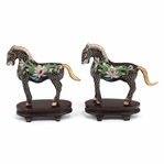 CHINESE CLOISONNE TEAPOT, BOWL, & FIGURINES