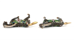 CHINESE CLOISONNE TEAPOT, BOWL, & FIGURINES