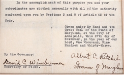 1933 GOV. ALBERT RITCHIE DIRECTIVE TO BRIG. GENERAL