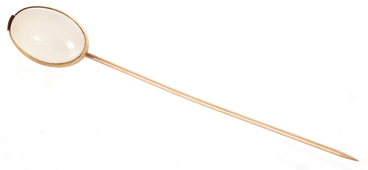 10K YELLOW GOLD MOONSTONE STICK PIN 