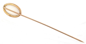 10K YELLOW GOLD MOONSTONE STICK PIN 
