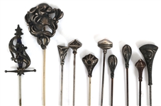 VICTORIAN HATPINS WITH STERLING SILVER HEADS
