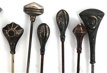 VICTORIAN HATPINS WITH STERLING SILVER HEADS