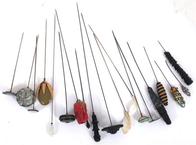 EARLY 20TH C. HATPINS WITH DECORATIVE HEADS