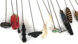 EARLY 20TH C. HATPINS WITH DECORATIVE HEADS