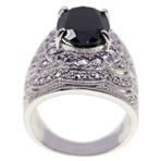 STERLING SILVER DJ ONYX & MARCASITE COCKTAIL RING