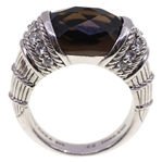 STERLING SILVER JUDITH RIPKA SMOKY QUARTZ & CZ RING