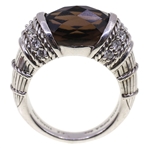 STERLING SILVER JUDITH RIPKA SMOKY QUARTZ & CZ RING