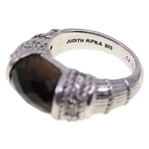 STERLING SILVER JUDITH RIPKA SMOKY QUARTZ & CZ RING