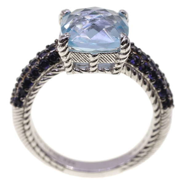 STERLING SILVER JUDITH RIPKA TOPAZ & TANZANITE RING 