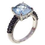STERLING SILVER JUDITH RIPKA TOPAZ & TANZANITE RING 