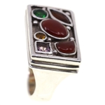 STERLING SILVER CARNELIAN & SPINEL FASHION RING
