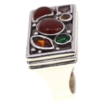 STERLING SILVER CARNELIAN & SPINEL FASHION RING