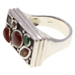 STERLING SILVER CARNELIAN & SPINEL FASHION RING