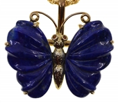 LAPIS & TOURMALINE BUTTERFLY STERLING VERMEIL NECKLACE