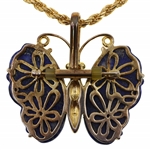 LAPIS & TOURMALINE BUTTERFLY STERLING VERMEIL NECKLACE