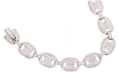 STERLING SILVER MARINER LINK MICRO-PAVE CZ BRACELET