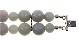 CARVED JADE BEADED STERLING SILVER NECKLACE & BRACELET