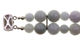 CARVED JADE BEADED STERLING SILVER NECKLACE & BRACELET