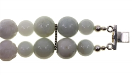 CARVED JADE BEADED STERLING SILVER NECKLACE & BRACELET