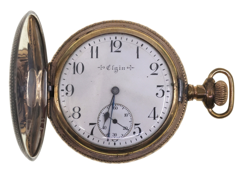MENS ELGIN .925 SILVER HUNTERS CASE POCKET WATCH