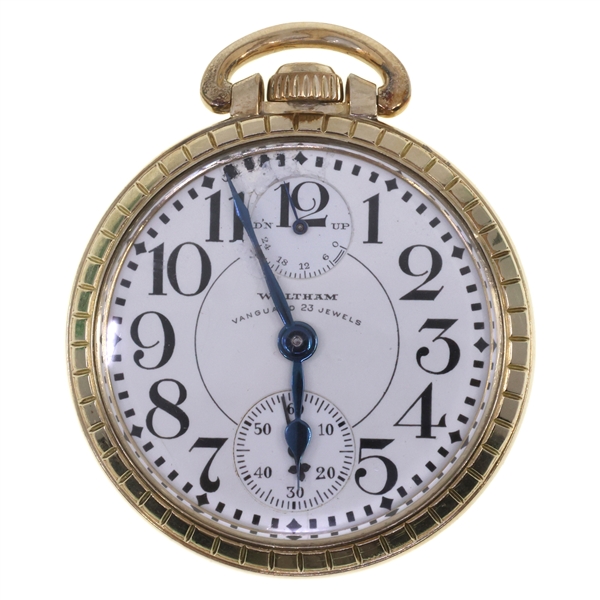 WALTHAM VANGUARD GOLD-FILLED CASE RAILROAD POCKET WATCH