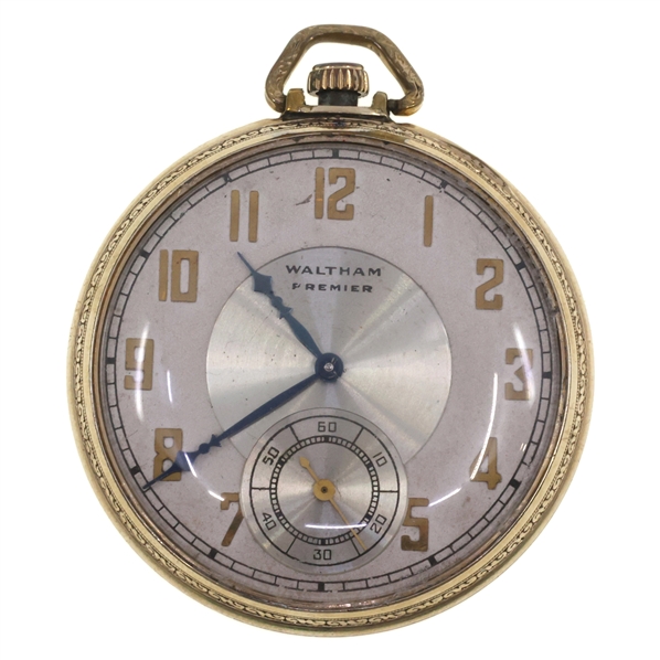 MENS WALTHAM PREMIER GOLD-FILLED CASE POCKET WATCH