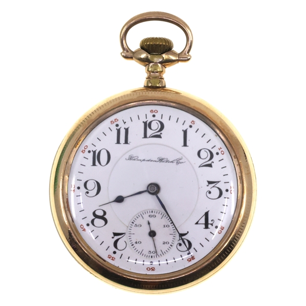 MENS HAMPDEN WATCH CO. GOLD-FILLED CASE POCKET WATCH