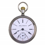 MEN'S ILLINOIS WATCH CO. SILVER-TONE CASE POCKET WATCH
