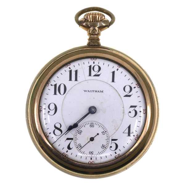 MENS WALTHAM VANGUARD GOLD-FILLED CASE POCKET WATCH
