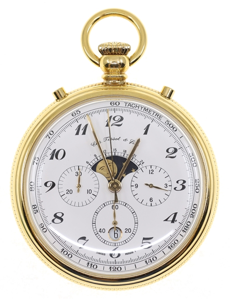 TISSOT GOLD-TONE CASE MOONPHASE MECHANICAL POCKET WATCH