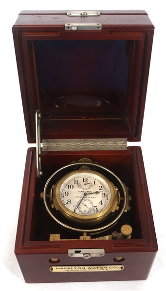 HAMILTON US NAVY MOUNTED BUREAU OF SHIPS CLOCK IN BOX 