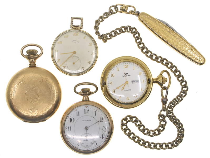 MENS GOLD-FILLED POCKET WATCHES - FOR PARTS/REPAIRS