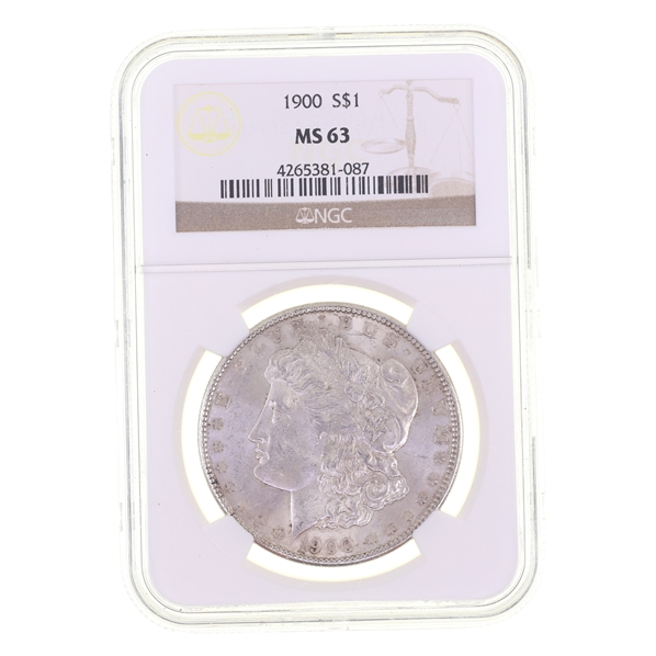 1900 US SILVER MORGAN DOLLAR COIN NGC MS 63