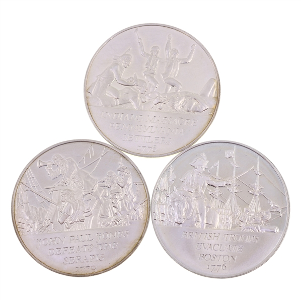 FRANKLIN MINT AMERICAN REVOLUTION .925 SILVER MEDALS